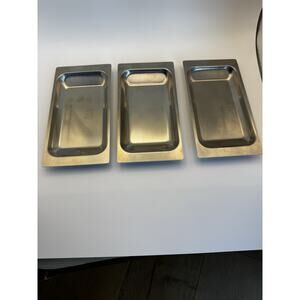 Vintage MCM Kaj Polk Denmark Stainless Serving Condiment Tray Set of 3‎
